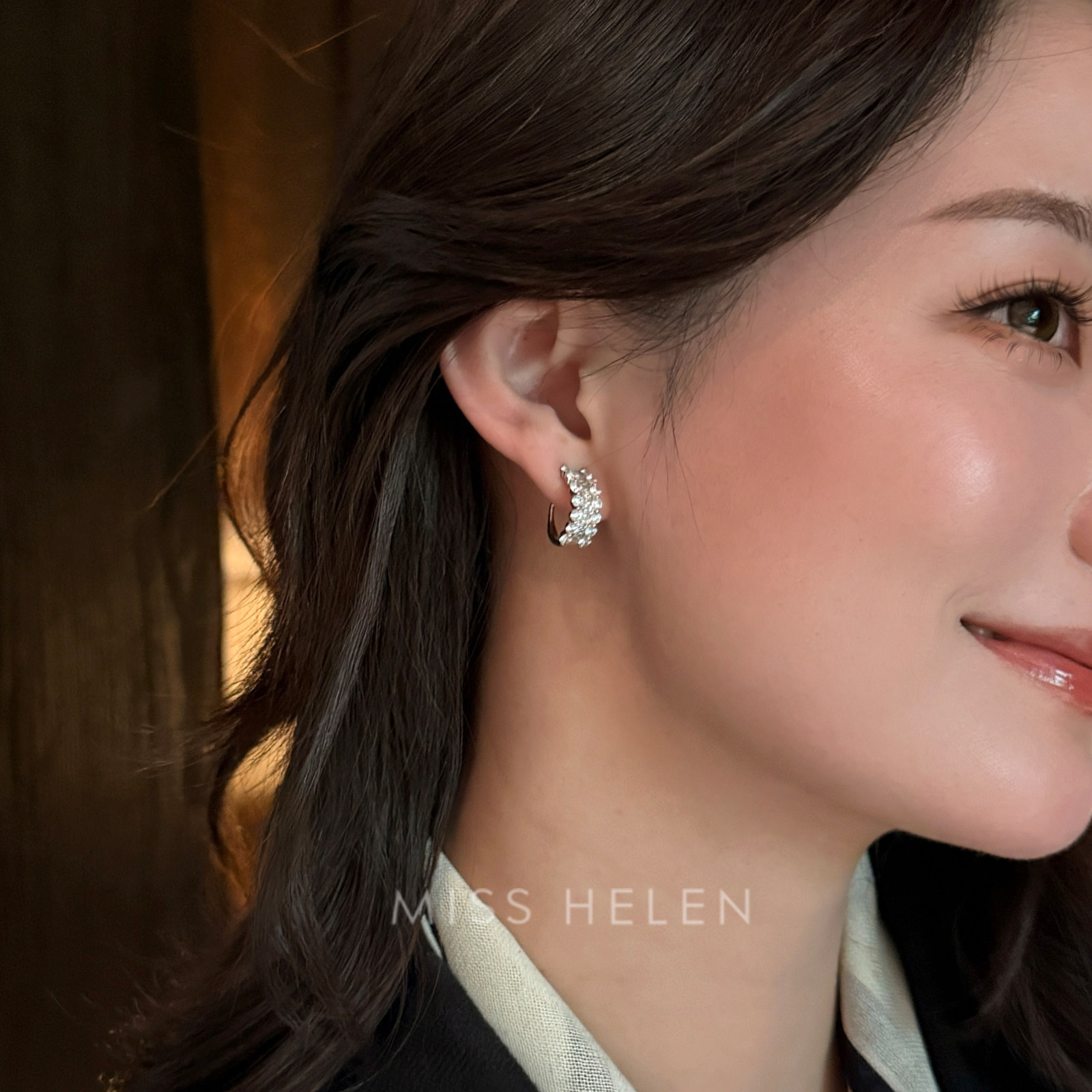 MISS HELEN 花边蕾丝耳环气质通勤风耳夹蚊香盘耳钉无耳洞
