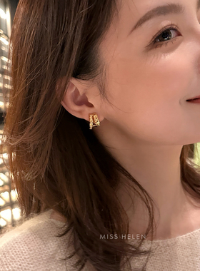MISS HELEN「香风菱格」金属风质感耳夹女小众耳饰耳钉无耳洞耳环