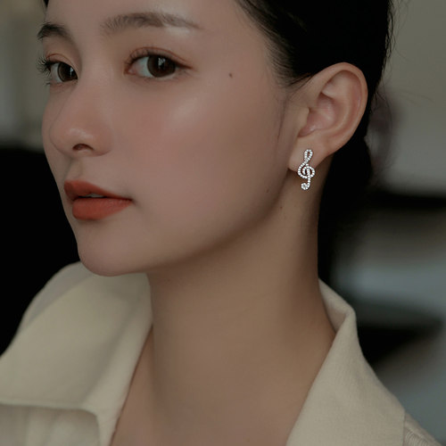 不对称音符耳环轻奢蚊香盘耳夹