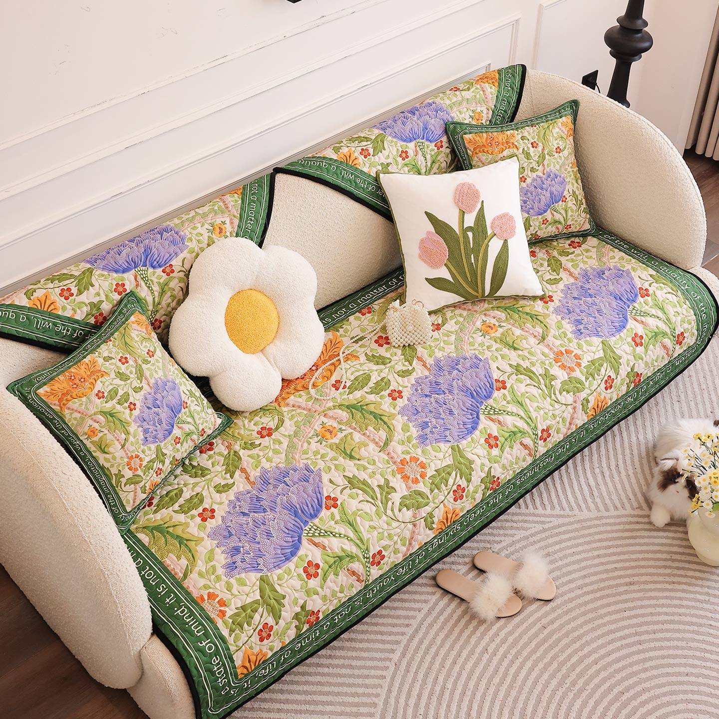 2025新款法式田园风布艺沙发垫