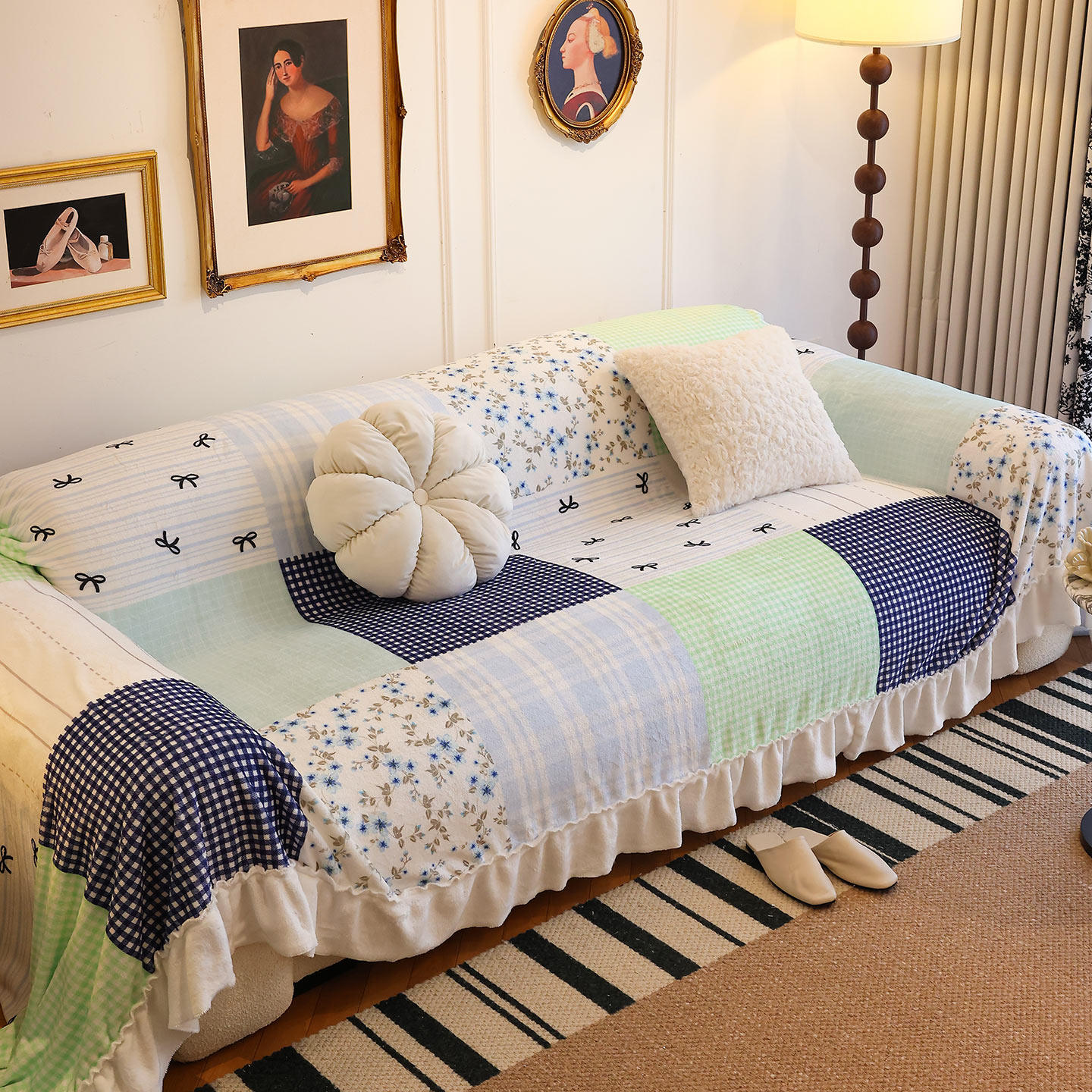 秋冬加厚双层毛绒沙发盖布全包保暖一片式盖毯多巴胺防猫抓沙发套,居家布艺,沙发套,淘宝优惠券,粉丝福利购,淘宝优惠卷