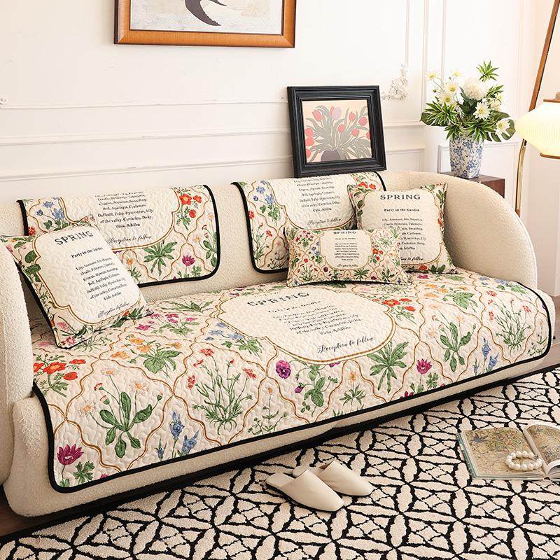 田园浪漫风布艺沙发垫新款四季防滑透气坐垫套子法式高级感盖巾罩,居家布艺,沙发垫,淘宝优惠券,粉丝福利购,淘宝优惠卷