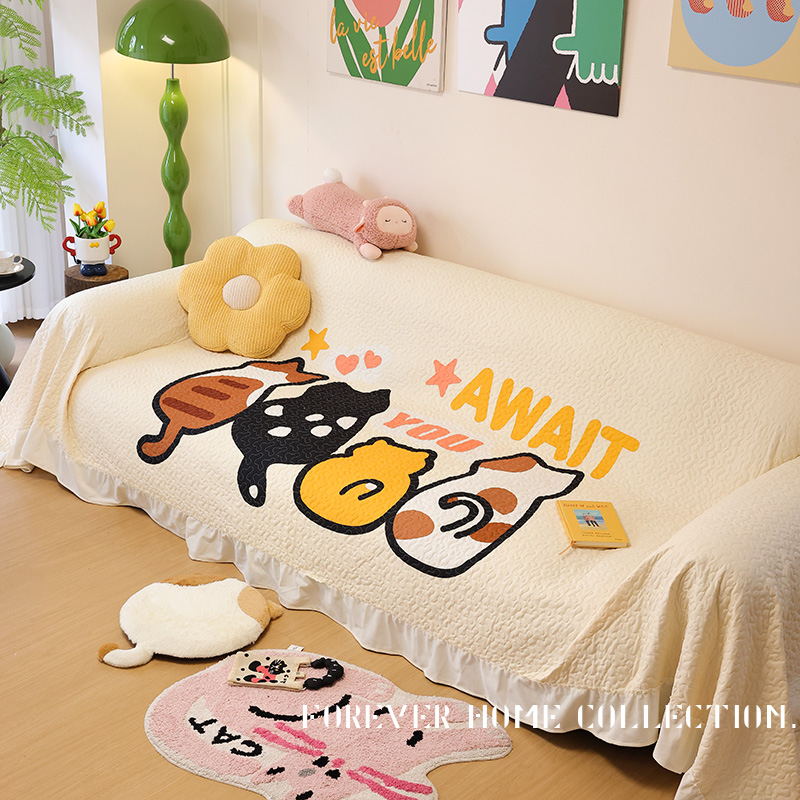 卡通防尘防猫抓四季沙发套盖布巾