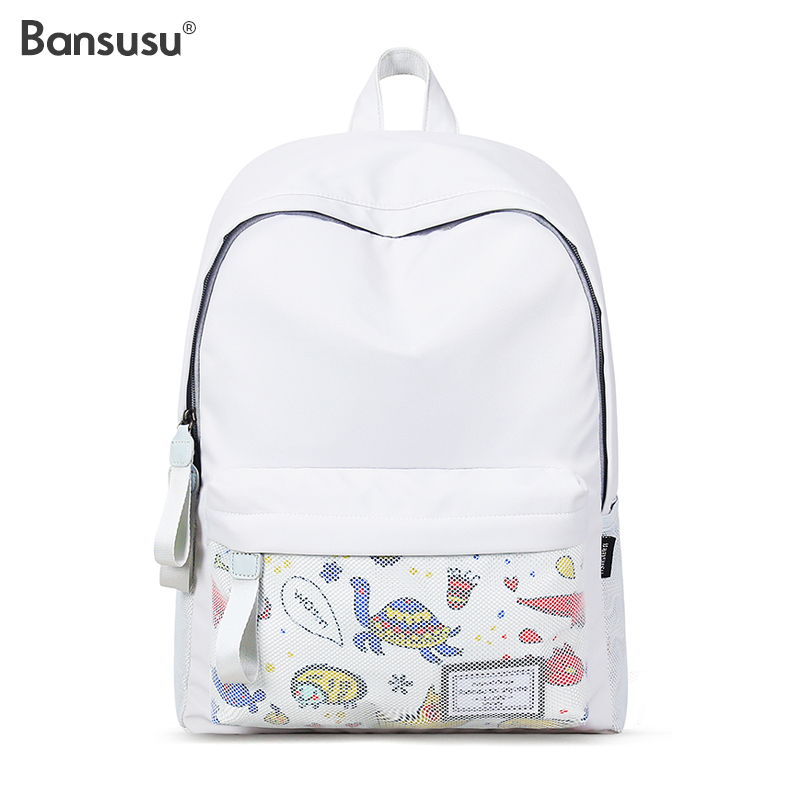 Bansusu.中性大容量简约背包韩版时尚双肩包学生男女校园高中书包