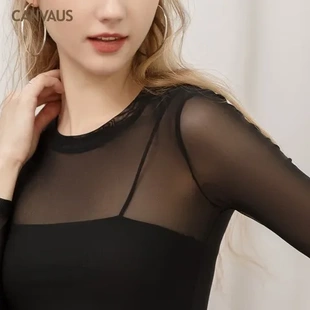 打底衫性感透视新款一件2021初秋女装INS修身内搭网纱欧美