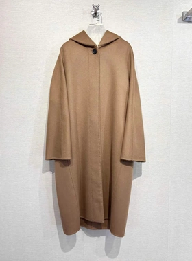 IC之ICLE禾同款女25冬款厚羊绒双面绵羊毛呢外套长款及膝连帽大衣