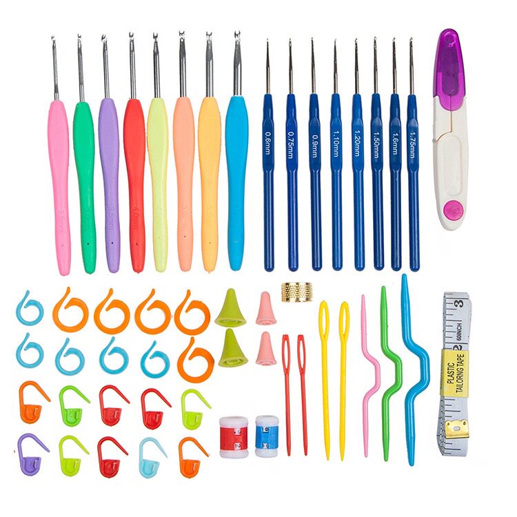 DIY 뜨개질 도구 스웨터 바늘 스테인레스 스틸 금속 크로 셰 뜨개질 후크 알루미늄 합금 바늘과 실 세트 22 개 세트