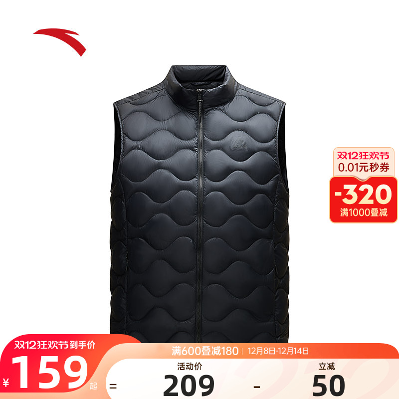 安踏雪壳羽绒马甲羽绒内胆背心
