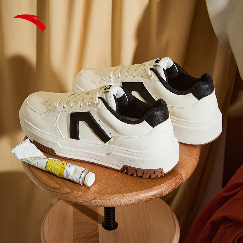 安踏A道3低帮厚底增高板鞋款简约小白鞋百搭运动鞋男鞋112548026