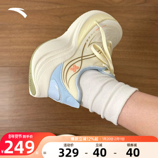 安踏女鞋叶子6跑步鞋2025冬季款皮面防水保暖厚底增高女鞋运动鞋