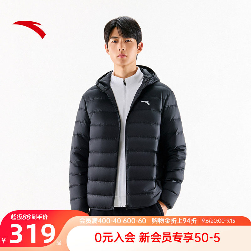 安踏排骨羽绒服男2026冬季新款轻薄短款连帽羽绒服棉服夹克上衣