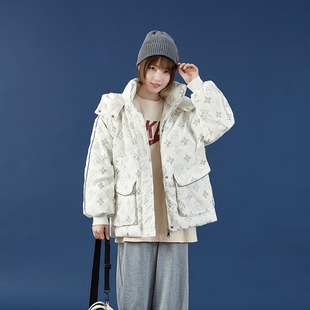 棉衣韩版 2025冬季 宽松连帽情侣装 羽绒棉服女夜光版 面包服外套 新款