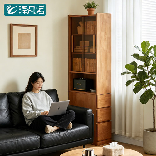 实木落地转角极窄夹缝书架
