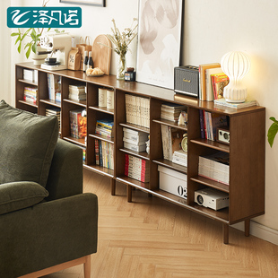 实木矮书柜落地日式格子柜家用防尘收纳柜展示柜樱桃木色储物柜