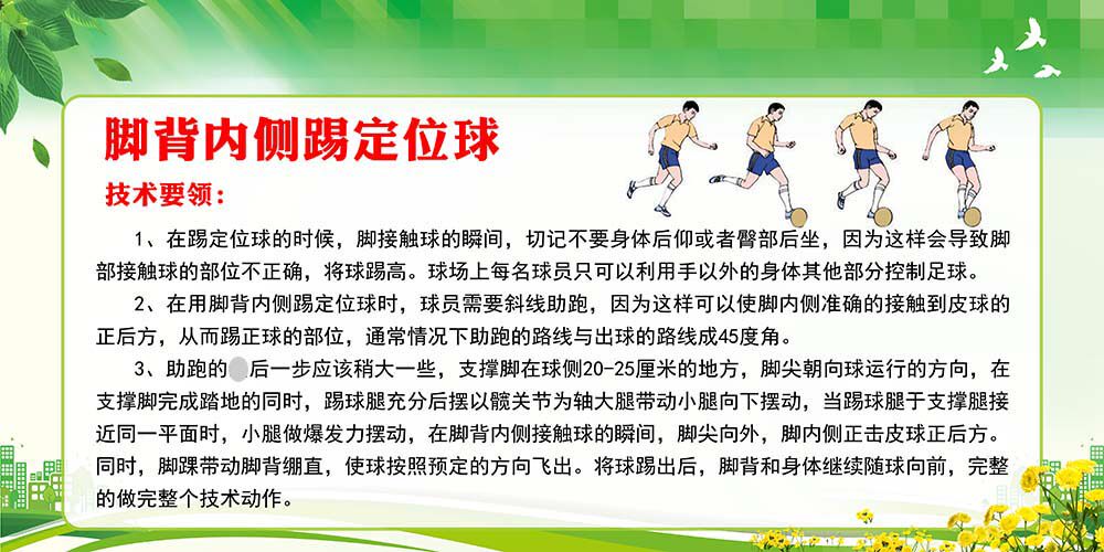 m769足球脚背内侧踢定位球示意图解墙贴纸画喷绘写真海报印制2691