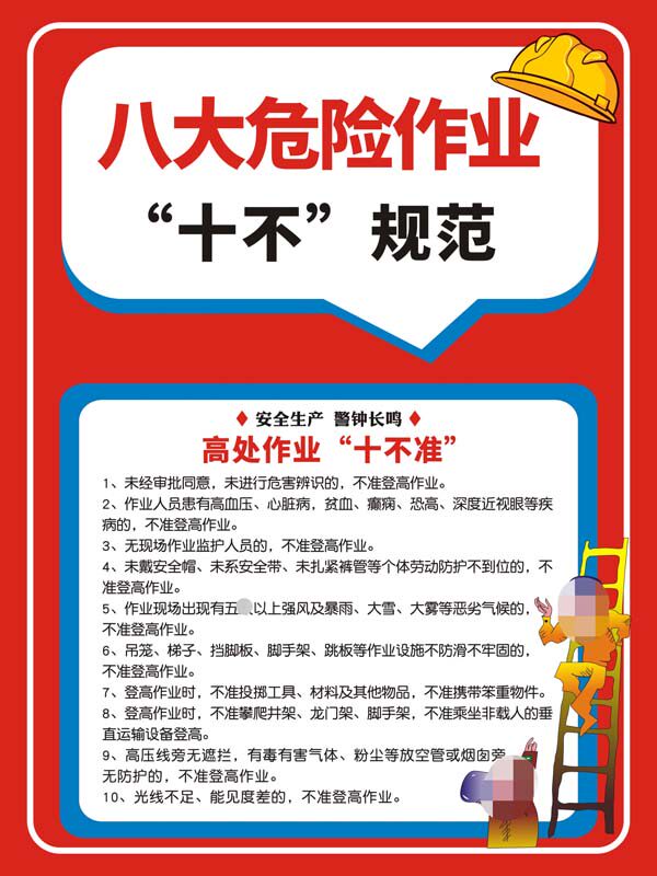 m769建筑工地施工八大危险高处作业十不准规范墙贴纸海报印制2635