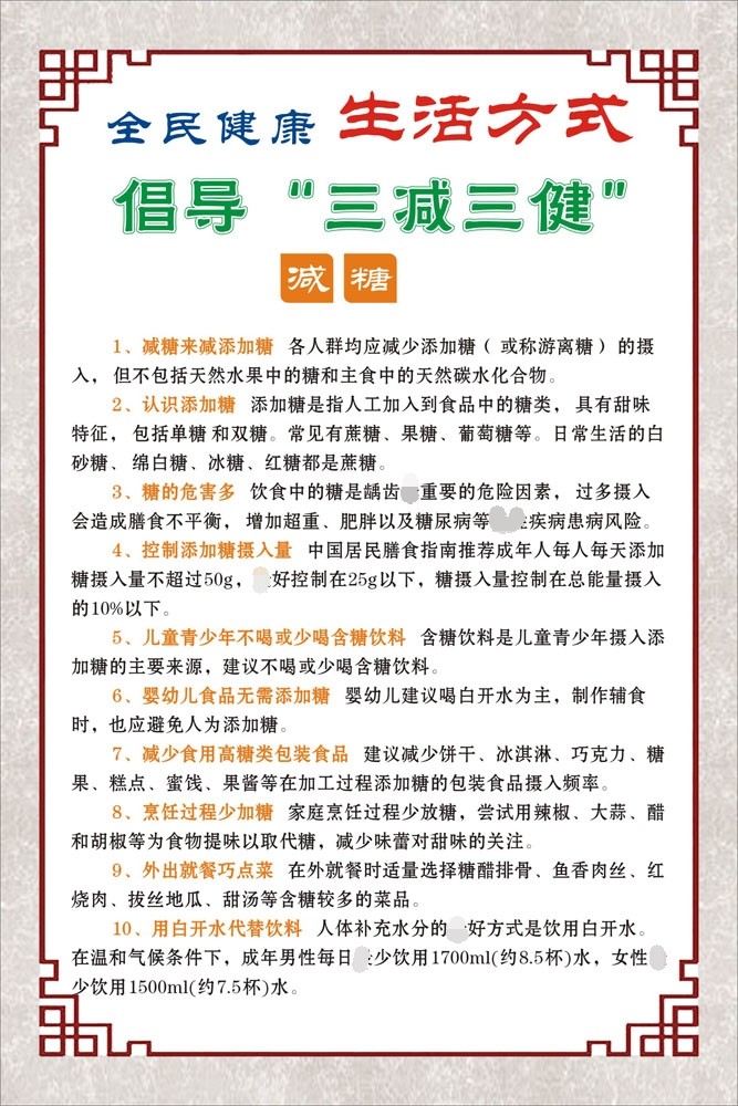 m768健康生活方式倡导三减三健小知识91全民倡导减糖海报印制9-8