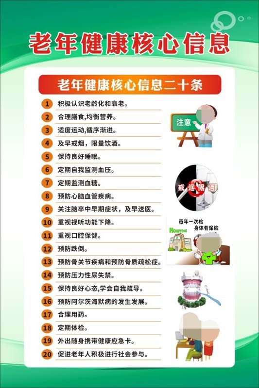 m769老年人健康核心信息素养20二十条墙挂贴图海报印制kt展板2802
