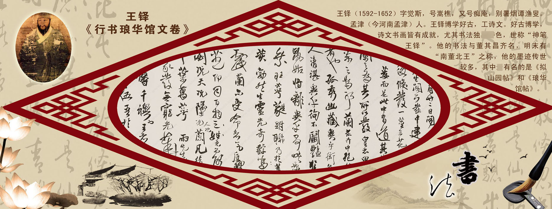 711海报印制展板写真喷绘贴纸242古代书法家王铎简介作品展示