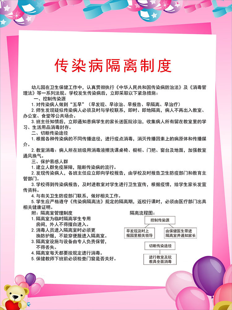 m768写真海报印制喷绘398幼儿园传染病隔离制度8-8