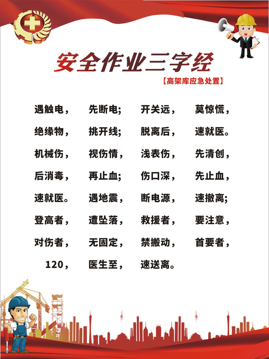 m769安全生产月高架库应急处置安全作业三字经图128海报印制22-6