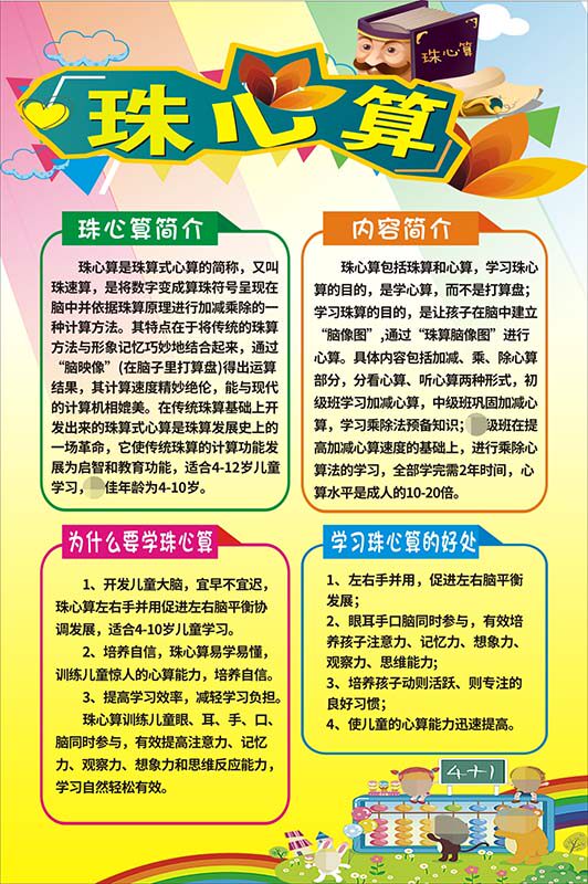 m771珠心算简介好处辅导培训教育机构课室布置宣传画海报印制1113
