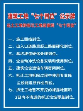 m769建筑出土拆迁工地七个到位公示牌墙贴挂图2434海报定印制展板