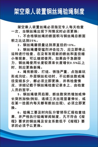 架空乘人装置钢丝绳验绳制度海报