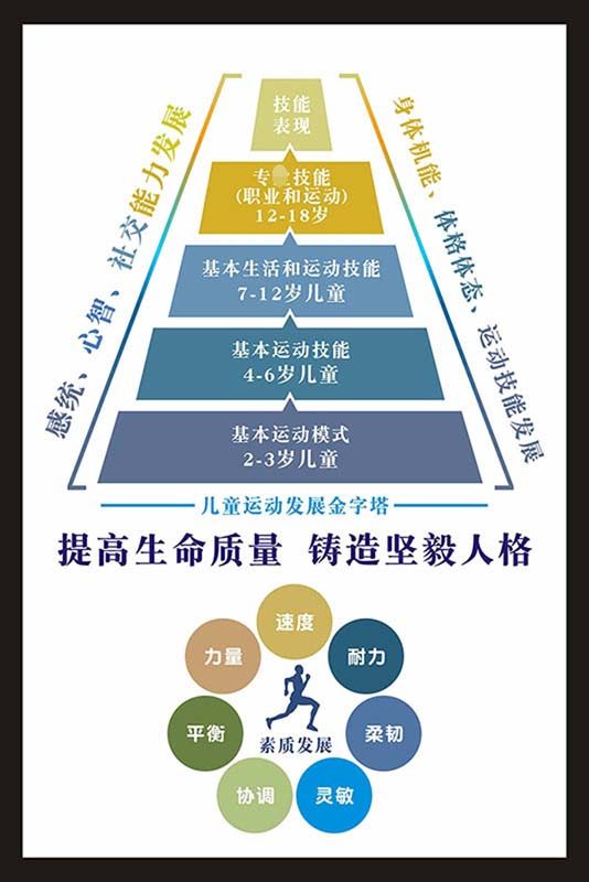 m769儿童体适能运动发展金字塔宣传墙贴挂图1587展板喷绘海报印制