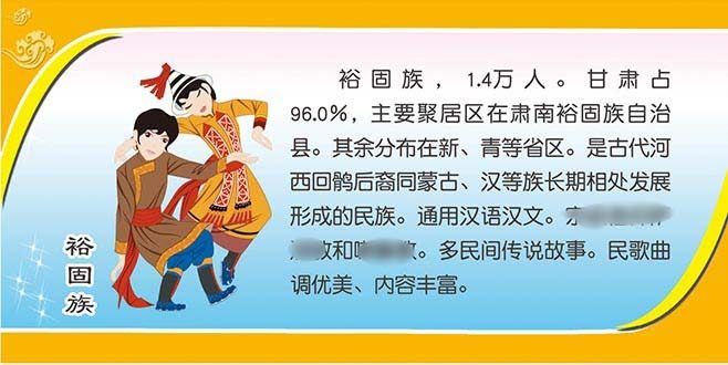 m769裕固族文化简介56个民族教课室布置装饰贴纸挂图1583海报印制