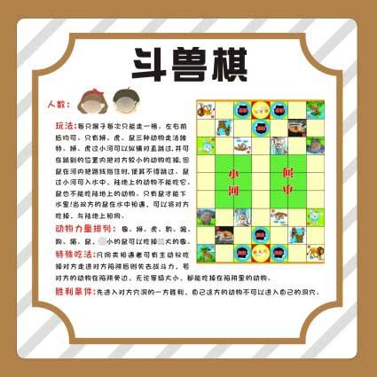 m771幼儿园棋类区斗兽棋玩法游戏规则海报印制展板墙贴纸挂图1981
