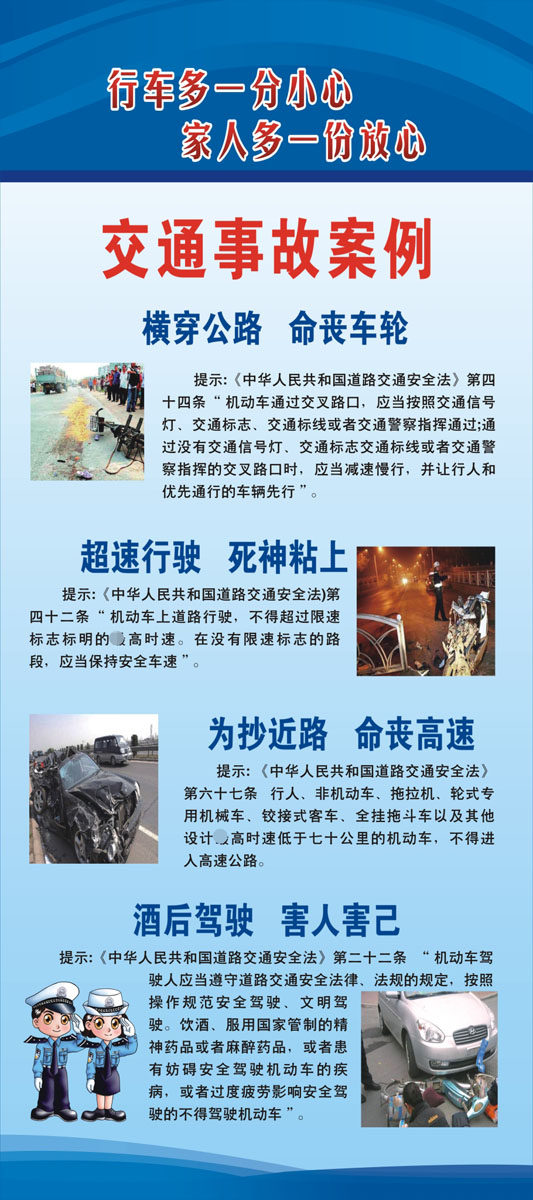 m769交通事故案例图安全知识宣传易拉宝墙贴纸1436kt展板海报印制