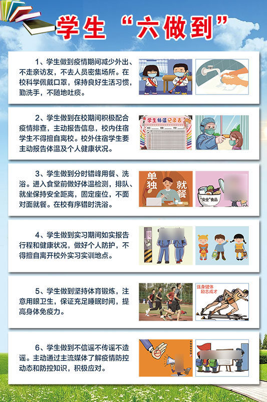 m766中大学返校学生六做到校园防控疫情宣传画图791展板海报印制
