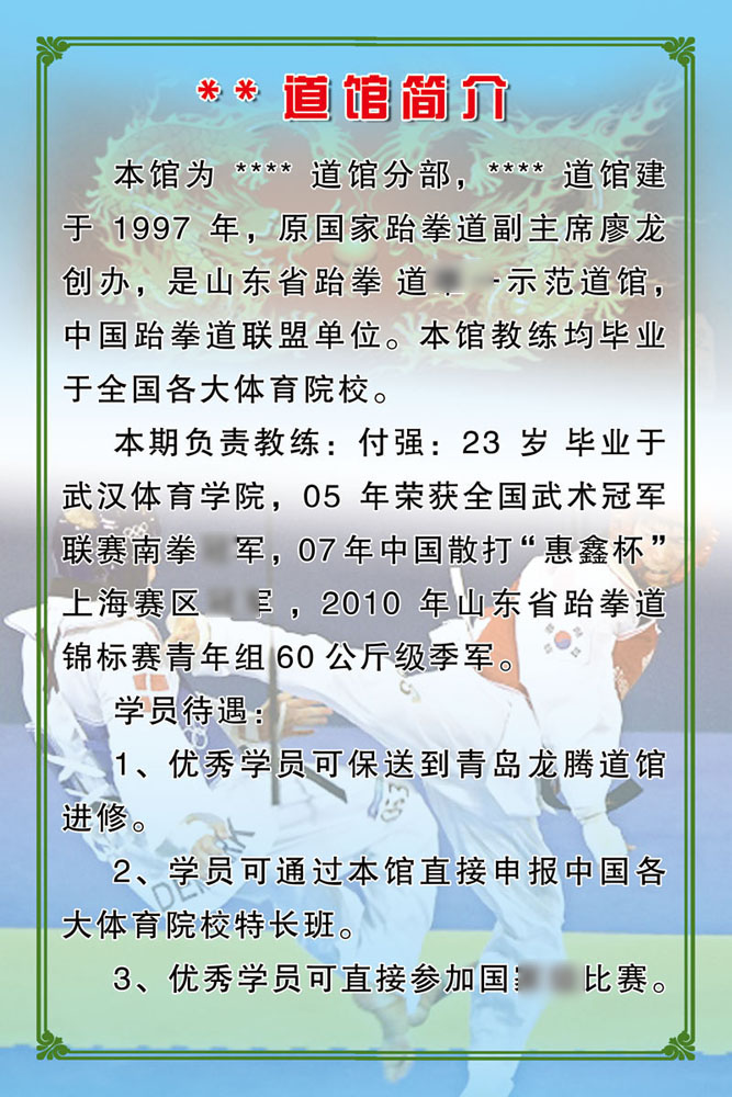141素材跆拳道30跆拳道道馆简介写真喷绘宣传单张海报印制展板