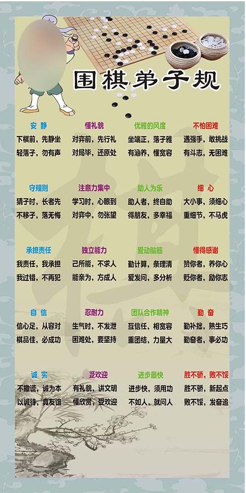 m769围棋弟子规标语培训班中心走廊布置装饰贴画挂图海报印制2608