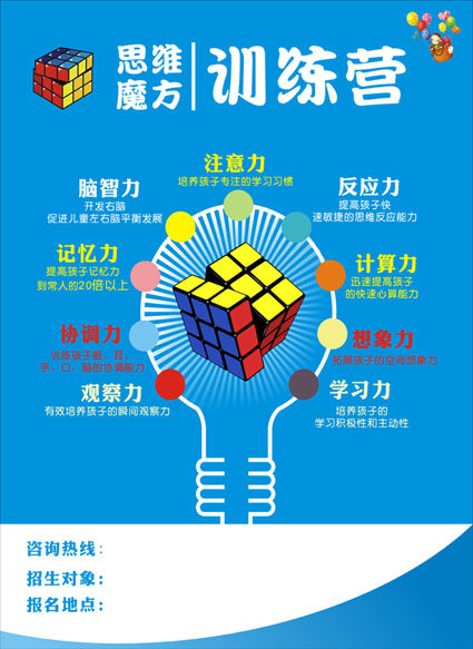 m769魔方兴趣培训班学习魔方对孩子的好处1513海报画定制印制展板