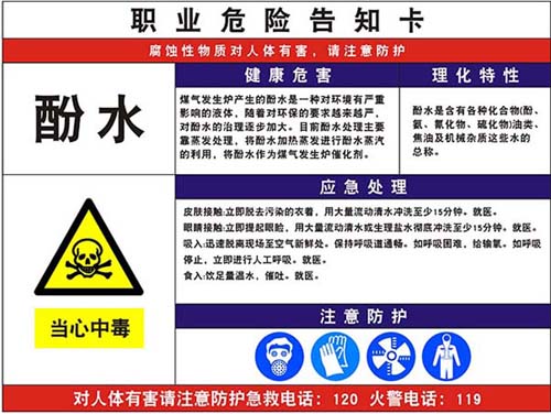 酚水特性应急职业病危害告知海报