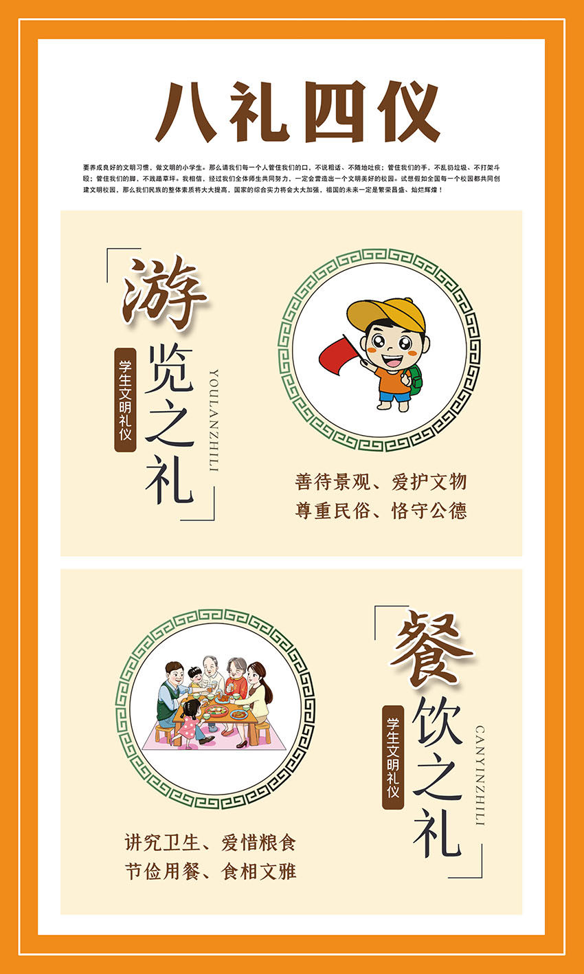 m768学校幼儿园文化八礼四仪浏览餐饮之礼2481喷绘展板海报印制