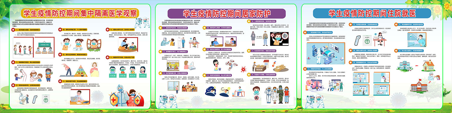 m769学生疫情防控期间隔离医学观察居家就医防疫贴画海报印制2817