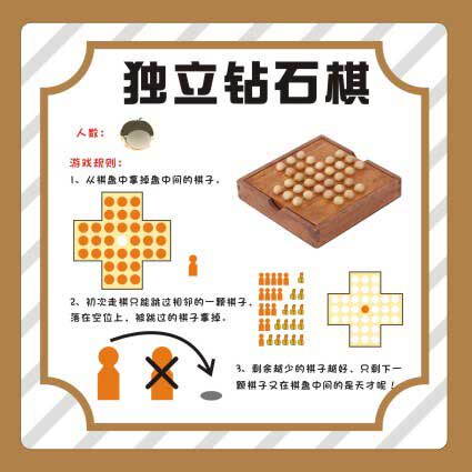 m771幼儿园棋类区独立钻石棋玩法游戏规则海报定印制展板挂图1981