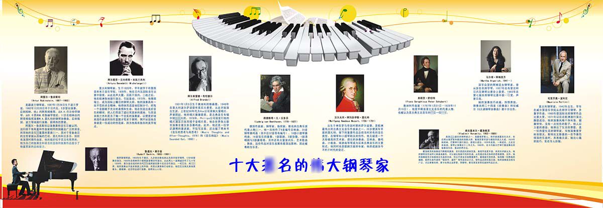 719海报印制展板写真喷绘367贝多芬莫扎特钢琴家简介介绍贴纸图片