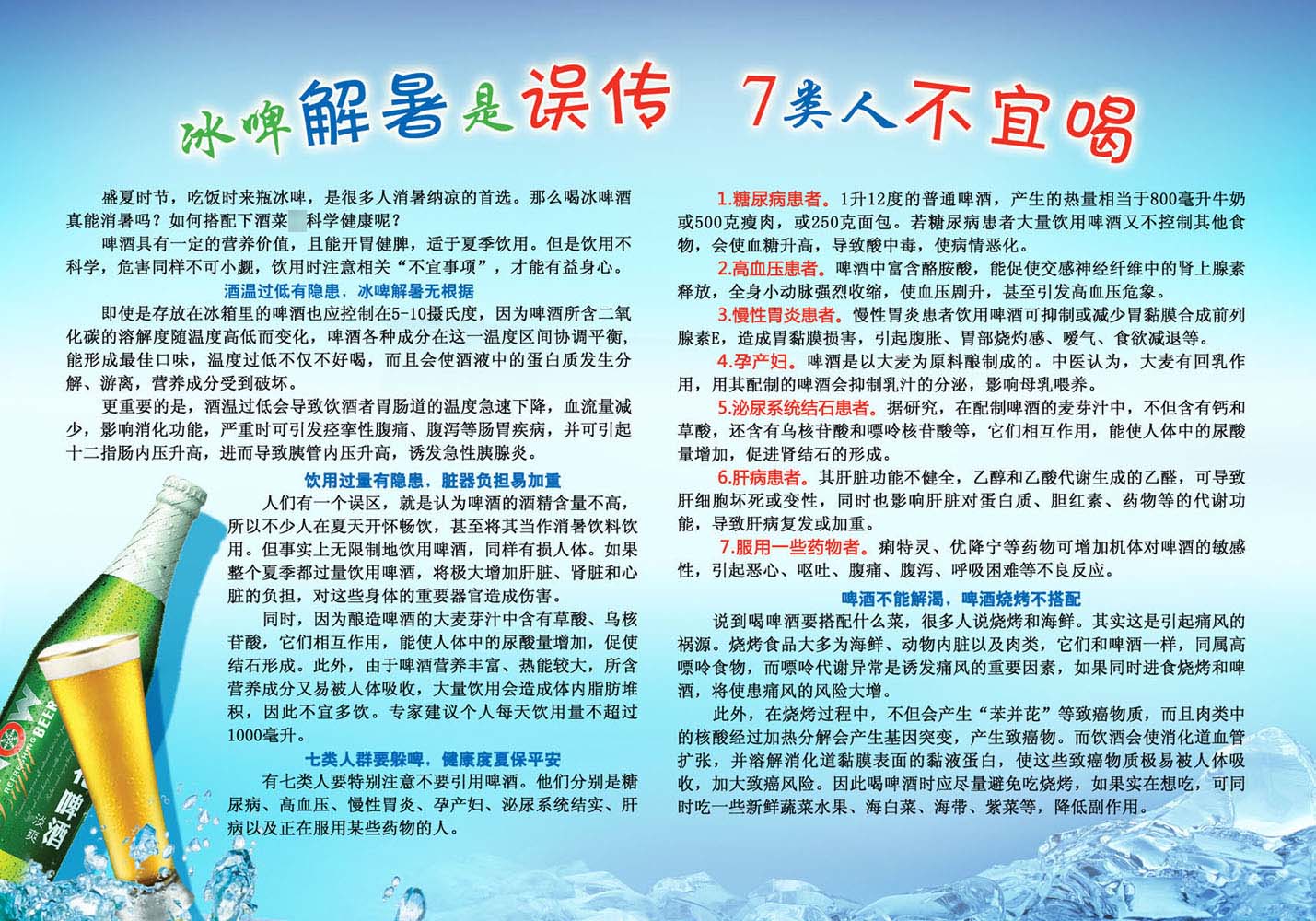 600海报印制海报展板素材107健康教育冰啤解暑是误传7类人不宜喝 个性定制/设计服务/DIY 写真/海报印制 原图主图