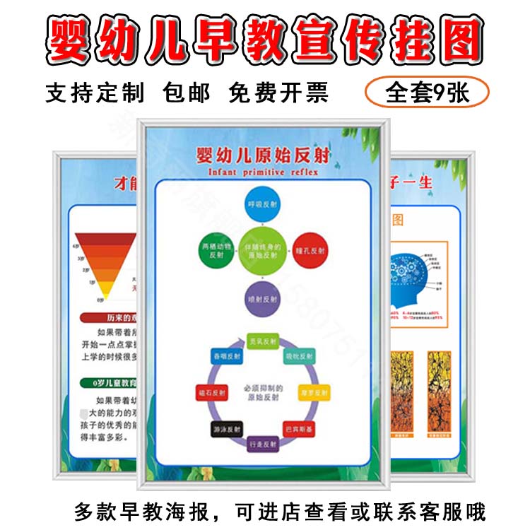m769婴幼儿原始反射感统觉成长发展阶段早教挂图展板海报印制2664