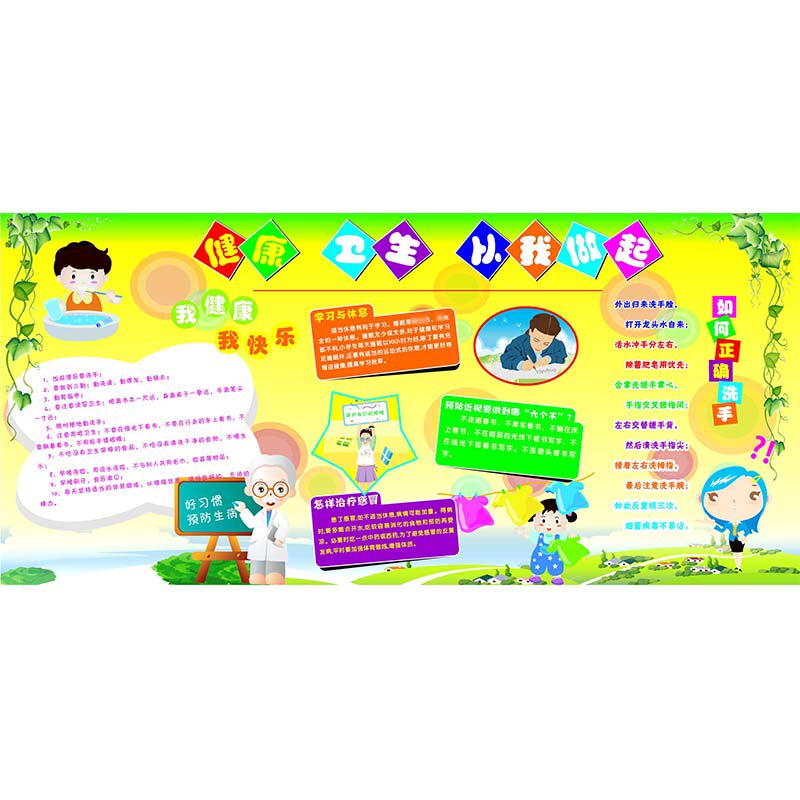 660海报印制展板442小学健康卫生学习休息正确洗手方法宣传贴画