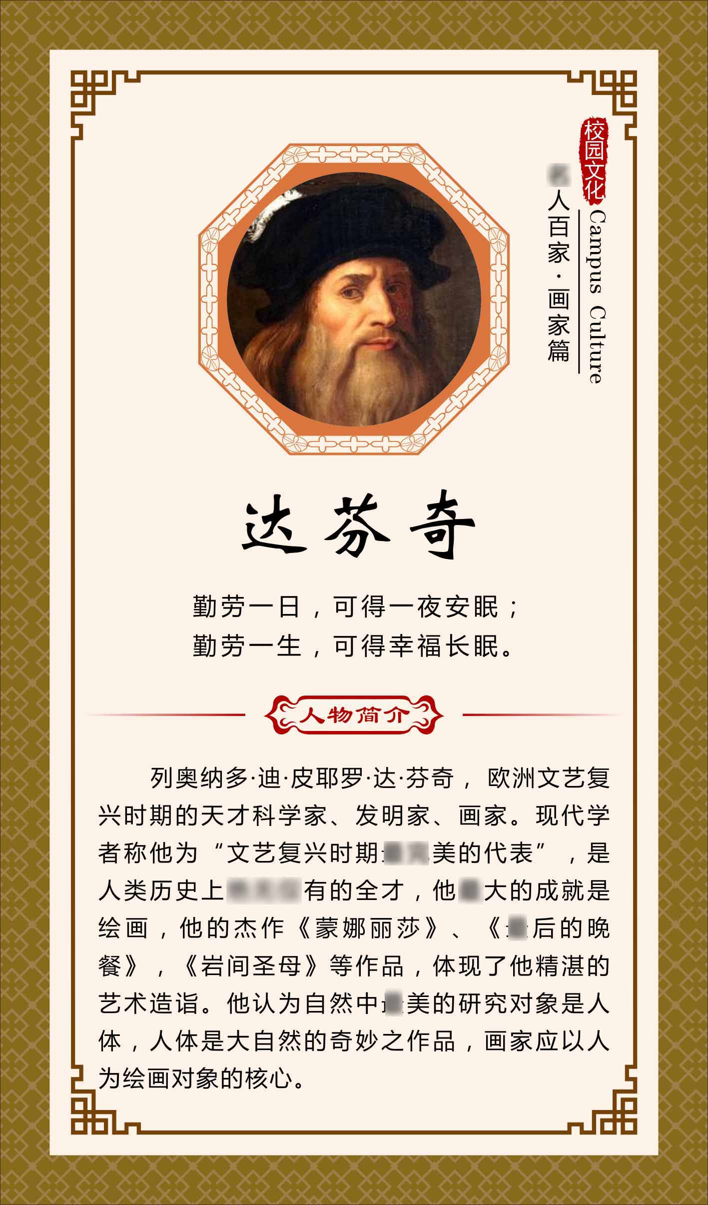 762海报印制展板写真喷绘248学校园画家名言简介达芬奇贴纸图片