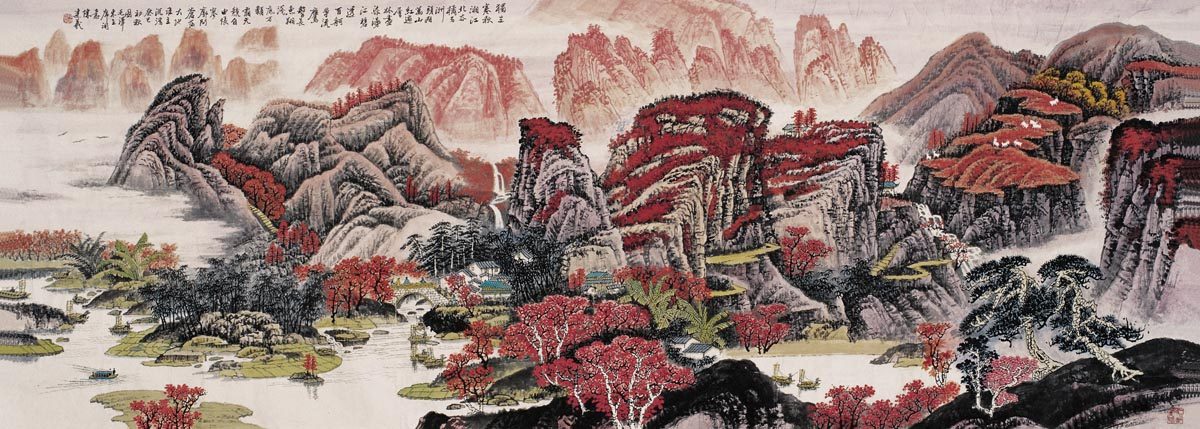 764海报印制展板写真贴纸素材2407山水风景装饰画意境水墨墙画