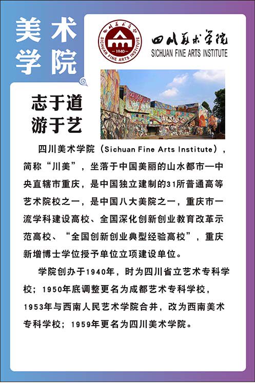 m771四川美术学院简介画室培训机构教室展板墙贴挂图海报印制185