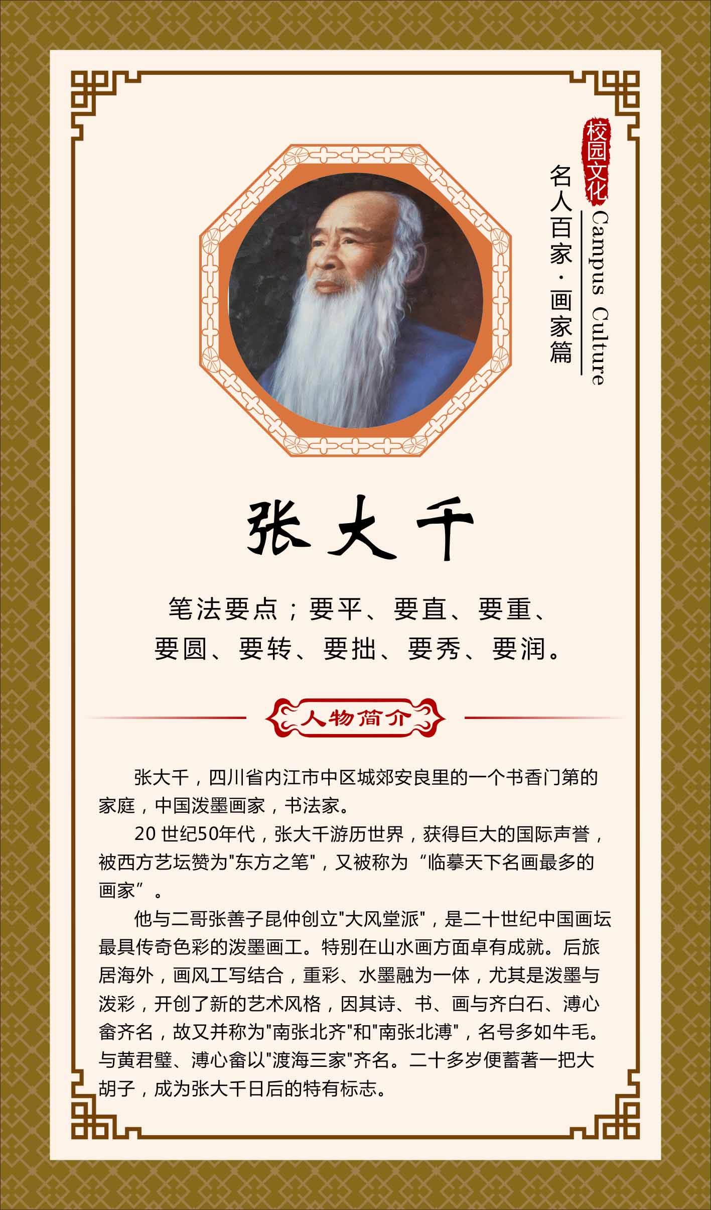 762海报印制展板写真喷绘248学校园画家名言简介张大千贴纸图片