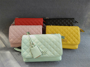 新款欧美女式出口外贸小香风菱格小众质感单肩斜跨手提双链条大包