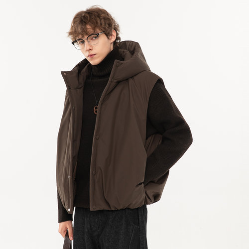 冬季男士连帽保暖羽绒马甲新品
